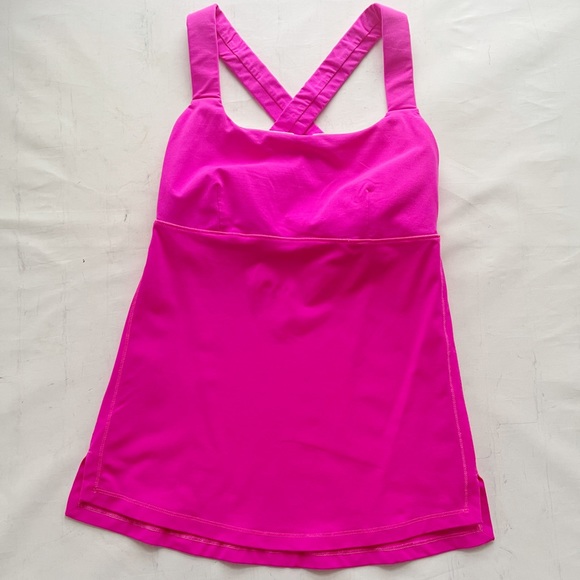 lululemon athletica Tops - [LuluLemon] hot pink x back athletic tank built in bra